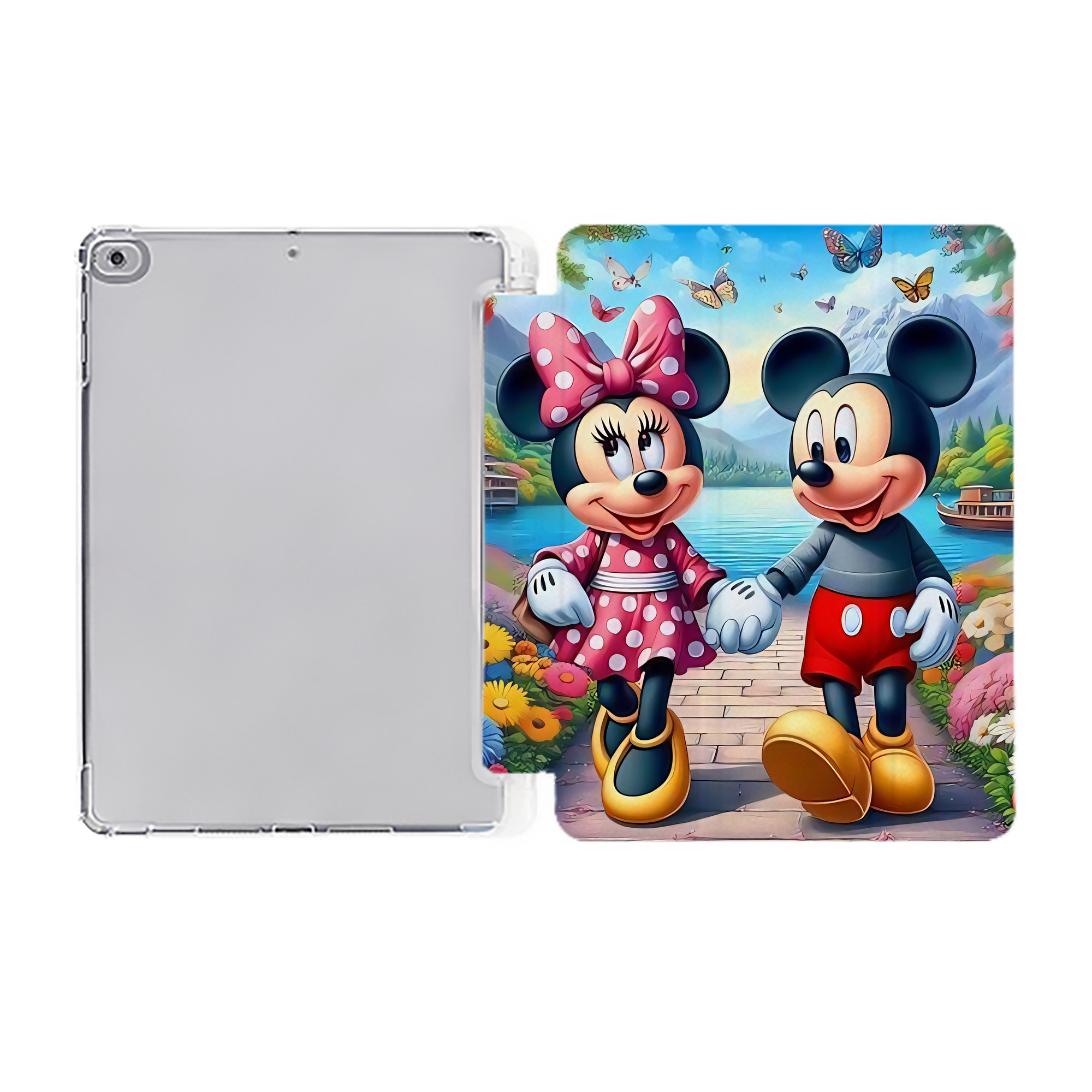 （画像用） ミッキーマウス Mickey Mouse IPad ケース ペン収納付き 三つ折りスタンド PUレザー×シリコン 対応機種9.5/10.5/10.9インチ